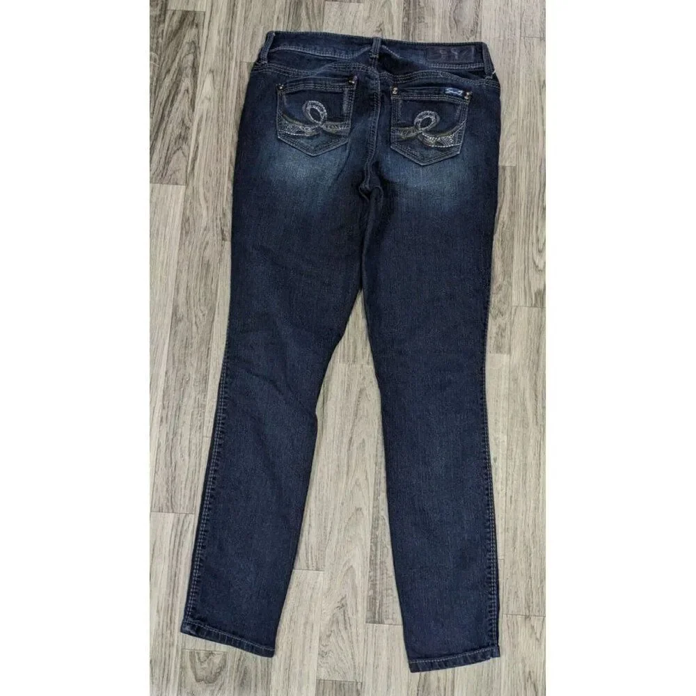 Seven‎ 7 Womens Size 4 Skinny Embroidered Studs Denim Blue Jeans